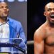 Daniel Cormier during UFC Hall of Fame event, and Jon Jones looks on during a Light Heavyweight titlebout against Alexander Gustafsson of Sweden during the UFC 232