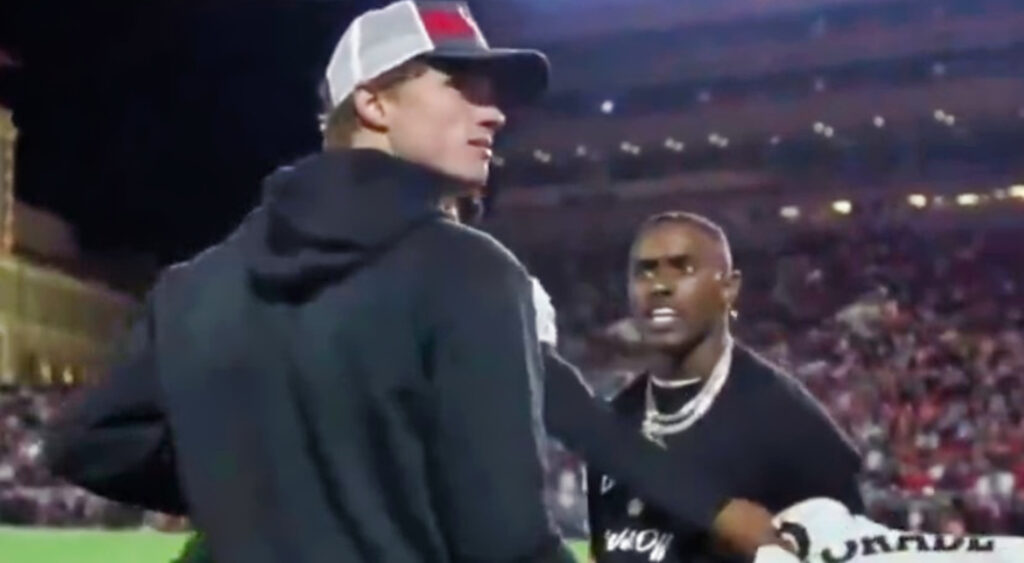 Deion Sanders Jr. confronting a ball boy