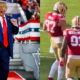 Photos of Donald Trump and Nick Bosa dancing