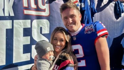 New York Knicks QB Drew Lock, Natalie Newman, and Layton Andrew Lock