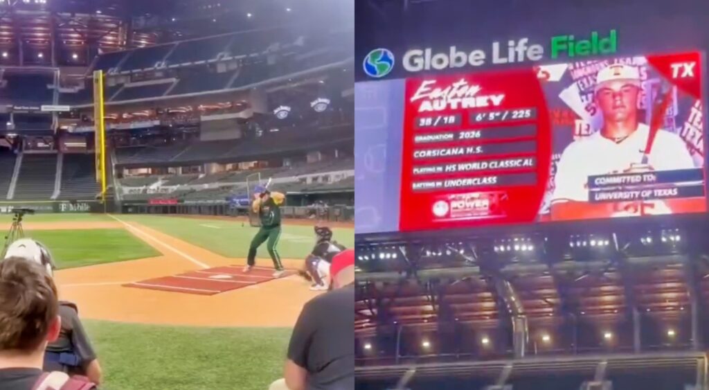 Easton Autrey batting at Globe Life Field