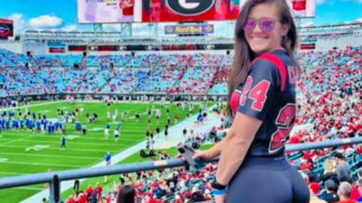 Georgia Bulldogs fan in spandex pants