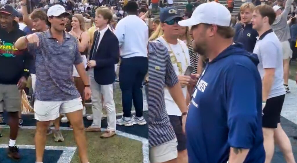 Georgia Tech staffer and fan on field