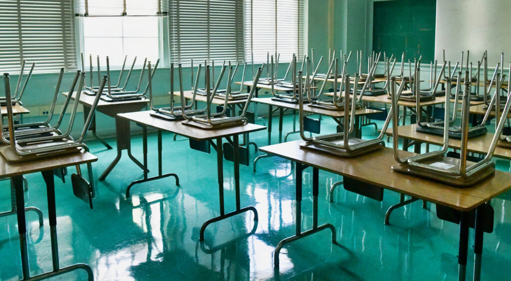 Photo of high school classroom for article on dismissed high school football coach