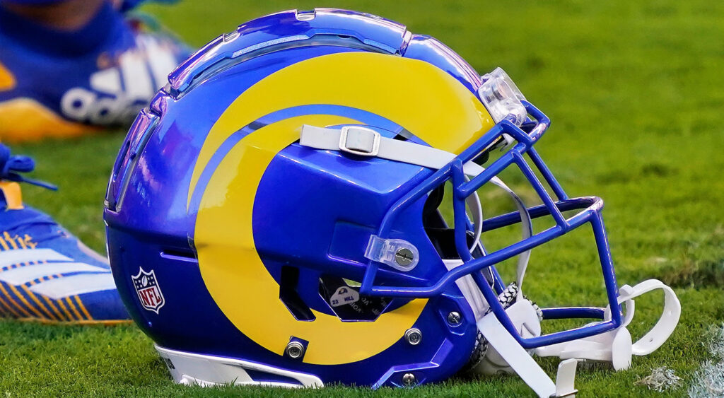 Photo of Rams helmet for article on Demarcus Robinson