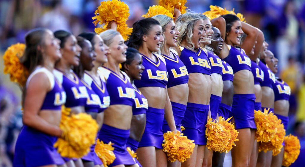 LSU Tigers cheerleaders on field