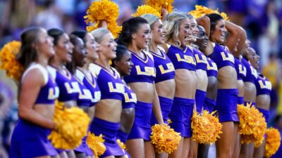 LSU Tigers cheerleaders on field