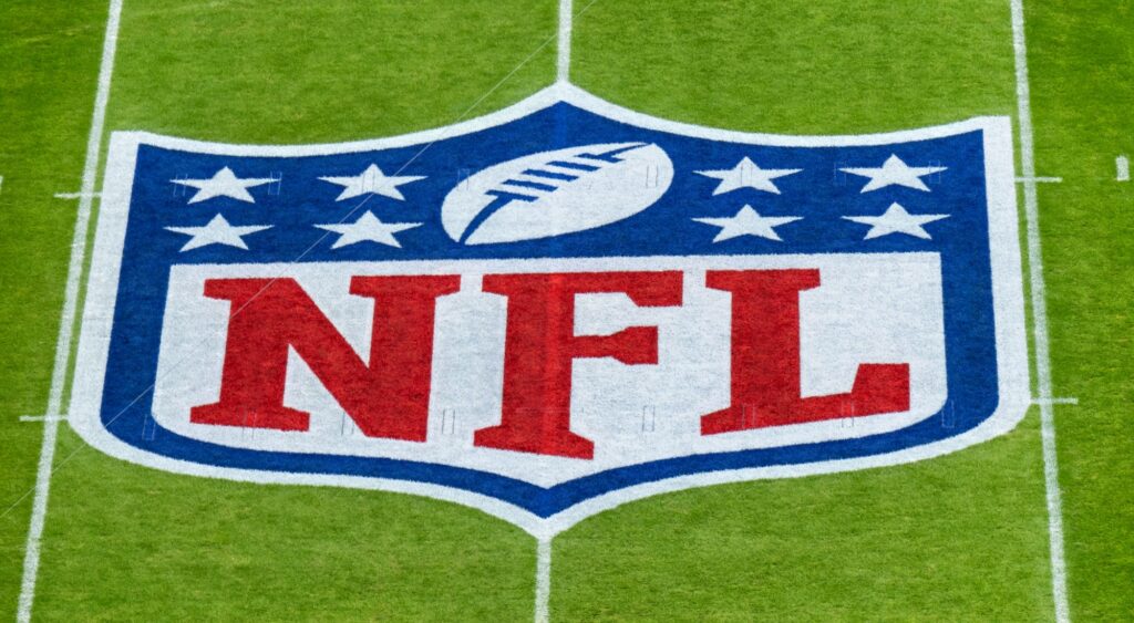 NFL logo shown on field. Brian Daboll of the New York Giants is the betting favorite to be fired next.