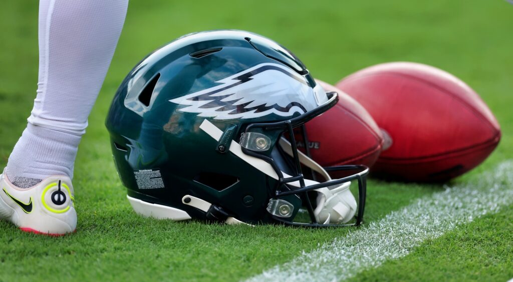 Philadelphia Eagles helmet on ground