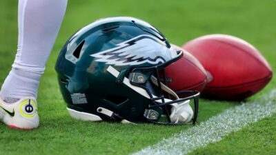 Philadelphia Eagles helmet on ground