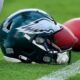 Philadelphia Eagles helmet on ground