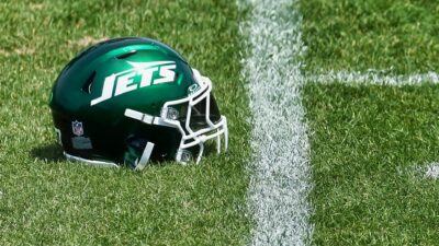 New York Jets helmet on ground