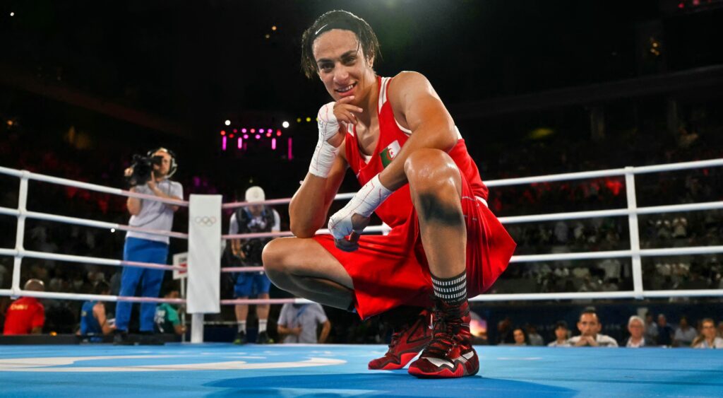 Algeria's Imane Khelif in boxing ring