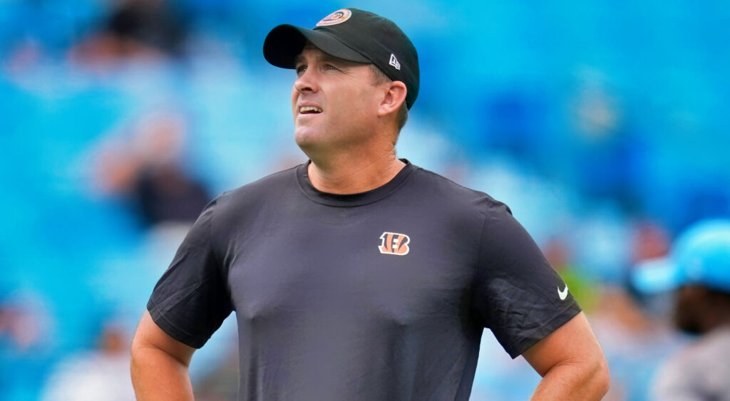 Bengals HC Zac Taylor looking upward