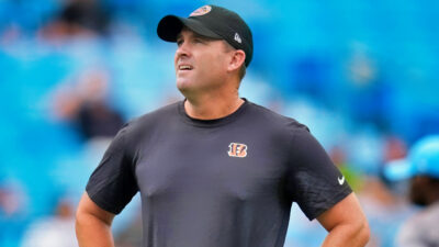 Bengals HC Zac Taylor looking upward