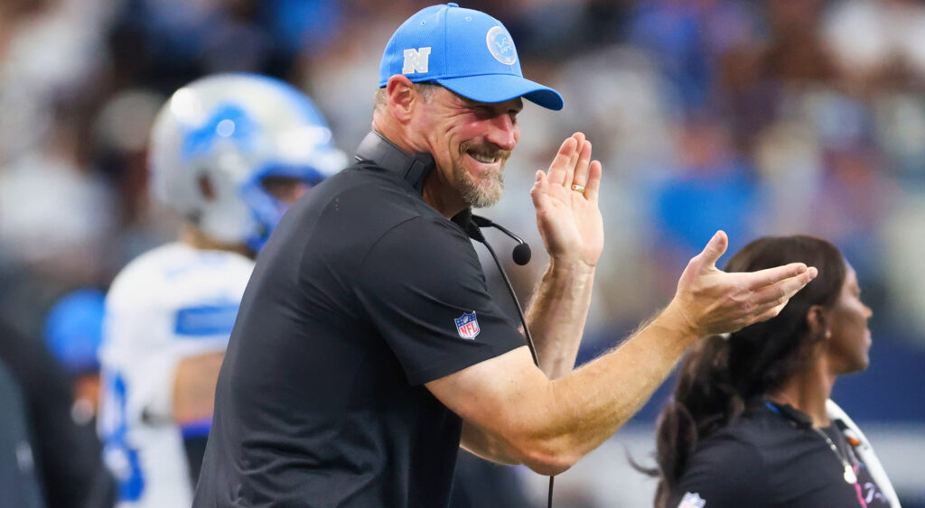 Photo of Dan Campbell clapping for article on Za'Darius Smith