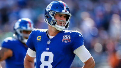 Photo of Daniel Jones in Giants gear for article on Tommy DeVito