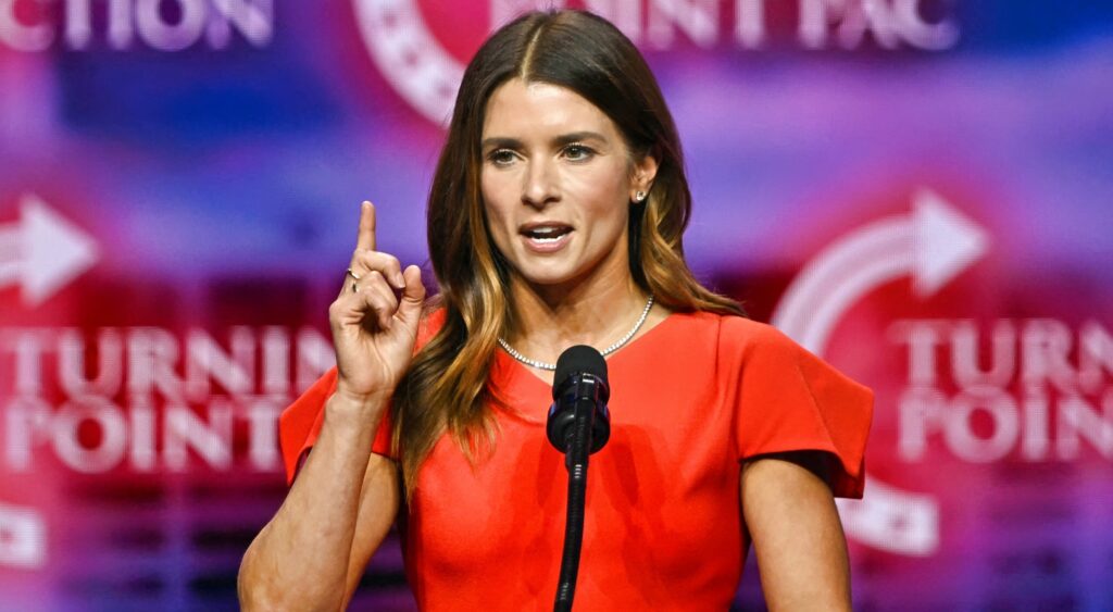 Danica Patrick giving a speech