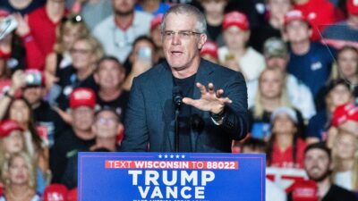 Former american football quarterback Brett Favre at Trump rally