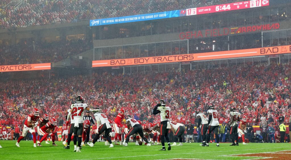 Arrowhead Stadium during Chiefs-Bucs game.