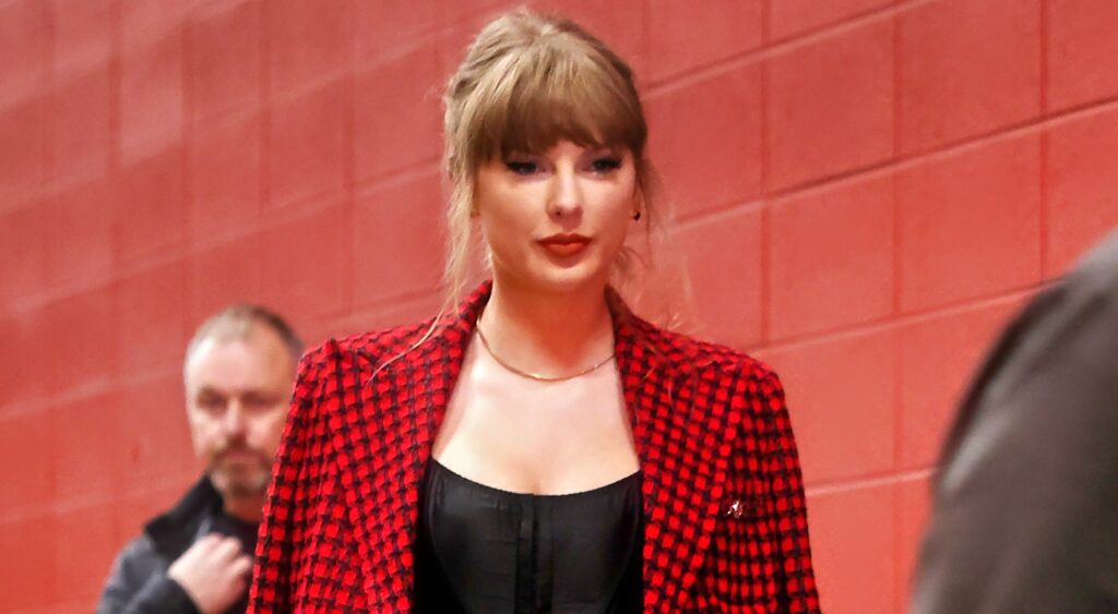 Taylor Swift walking into Arrowhead stadium