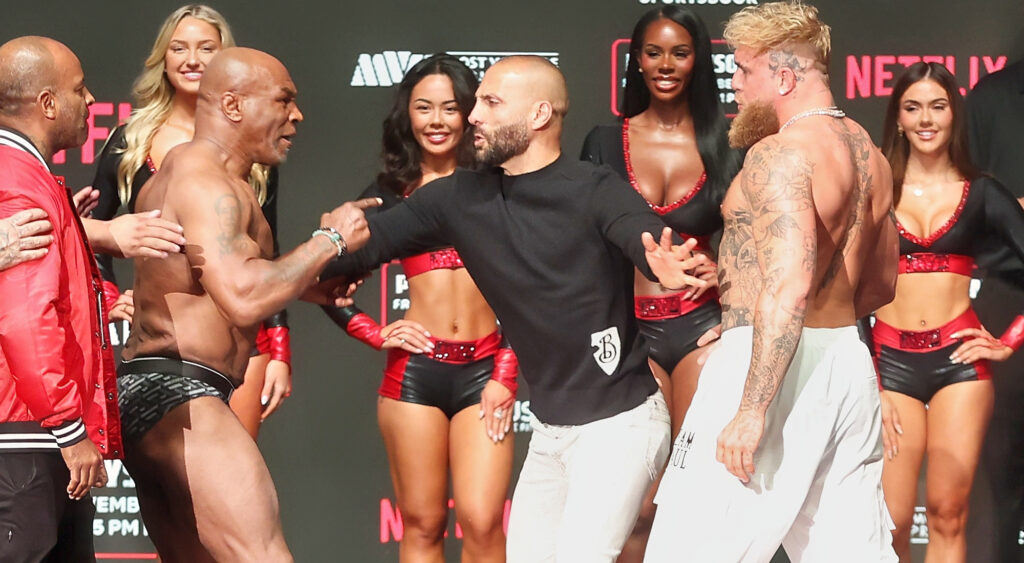 Mike Tyson and Jake Paul at weight-in