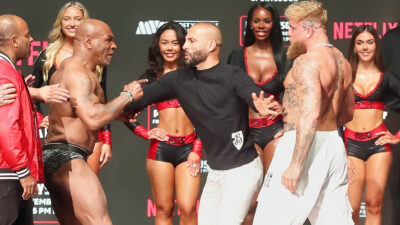 Mike Tyson and Jake Paul at weight-in