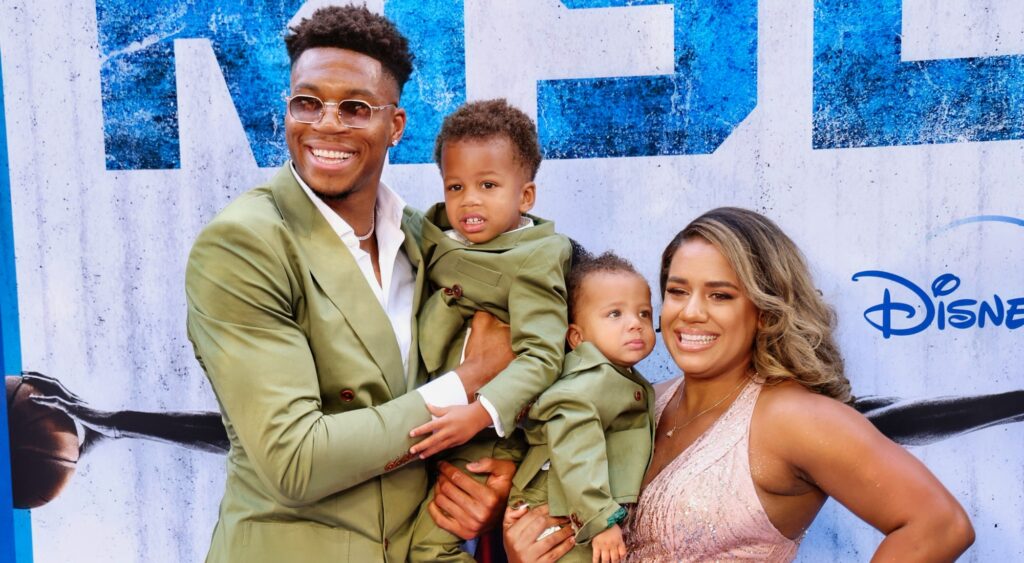 Giannis Antetokounmpo, Mariah Riddlesprigger and family attend Disney+ "Rise" Los Angeles Premiere