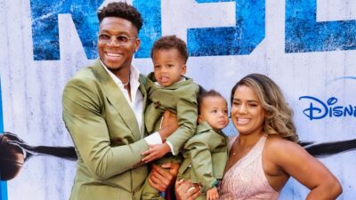 Giannis Antetokounmpo, Mariah Riddlesprigger and family attend Disney+ "Rise" Los Angeles Premiere