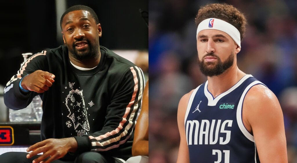 Head Coach Gilbert Arenas and of the Dallas Mavericks looks on while playing the San Antonio Spurs during a NBA match