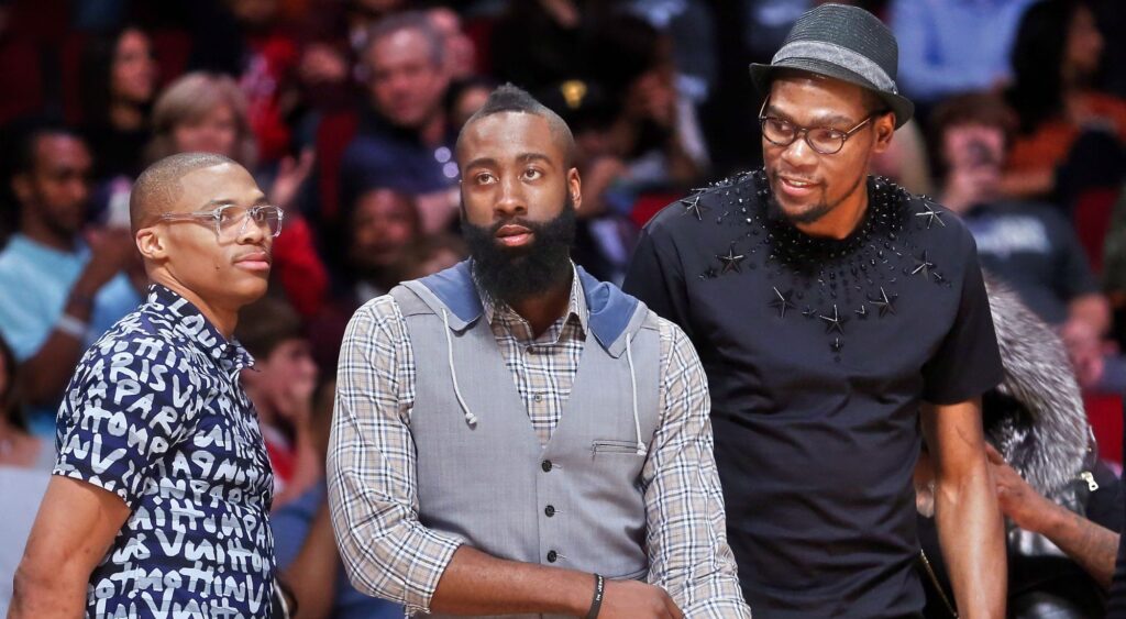 James Harden expressed his belief that he, Durant, and Westbrook could have achieved two NBA titles if the Thunder wouldn’t trade him