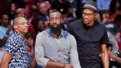 James Harden expressed his belief that he, Durant, and Westbrook could have achieved two NBA titles if the Thunder wouldn’t trade him