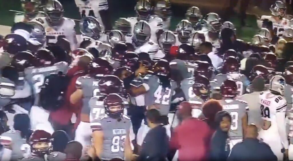 Howard University and North Carolina Central players fighting