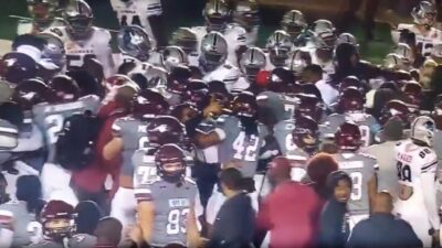 Howard University and North Carolina Central players fighting