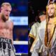 Jake Paul looks on during their cruiserweight fight against Mike Perry, and Nico Ali Walsh prepares to head to the ring