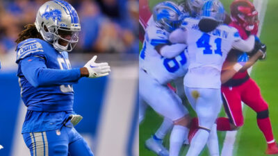 Photo of James Houston celebrating and photo of James Houston with stained pants