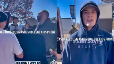 Photos of Jason Kelce's confrontation with Penn State fan