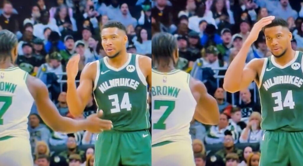 Giannis Antetokounmpo's prank on Jaylen Brown