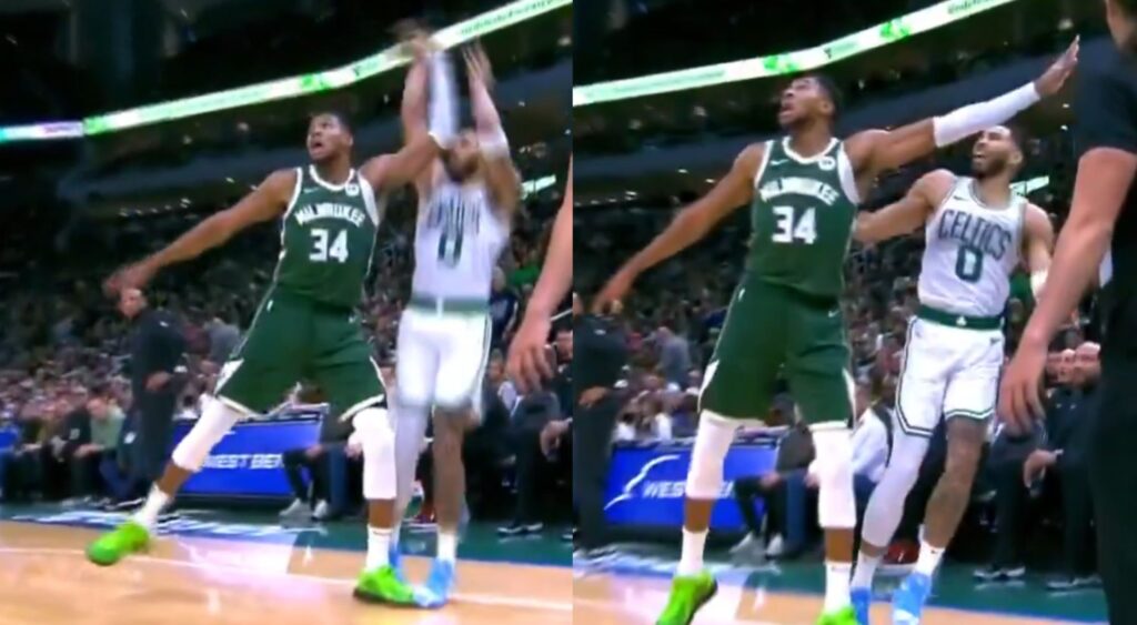 Camera caught Giannis Antetokounmpo's intentional attempt to injury Jayson Tatum