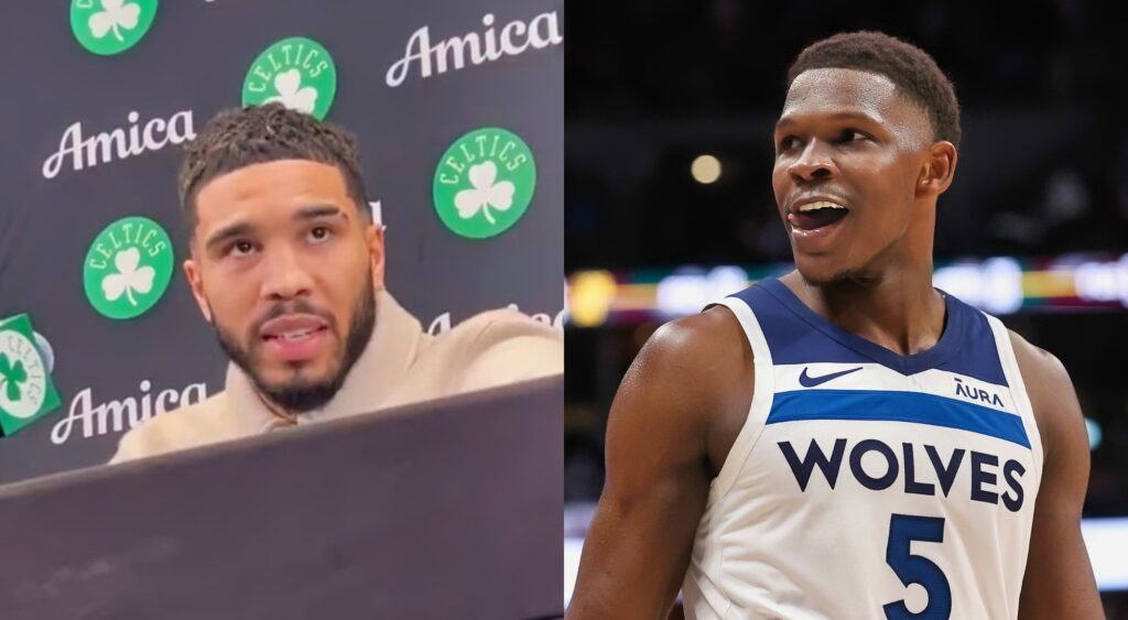 Jayson Tatum Doesn't Seem To Hold Anything Against Wolves Star Anthony Edwards' Disrespectful Comments