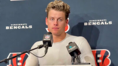 Joe Burrow speaking to reporters