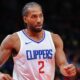 Kawhi Leonard of the LA Clippers reacts after hitting a three-point basket