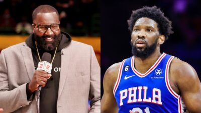 Kendrick Perkins, and Joel Embiid of the Philadelphia 76ers