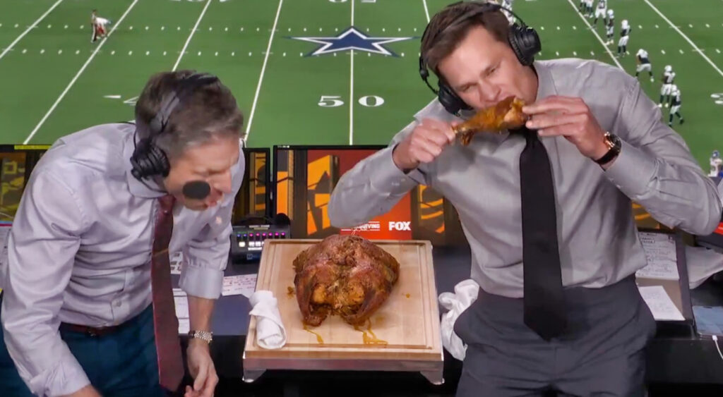 Tom Brady eating a turducken