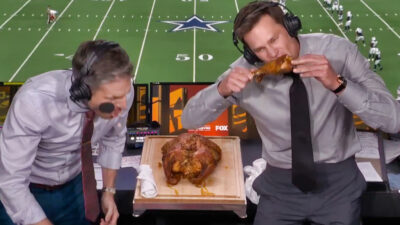 Tom Brady eating a turducken