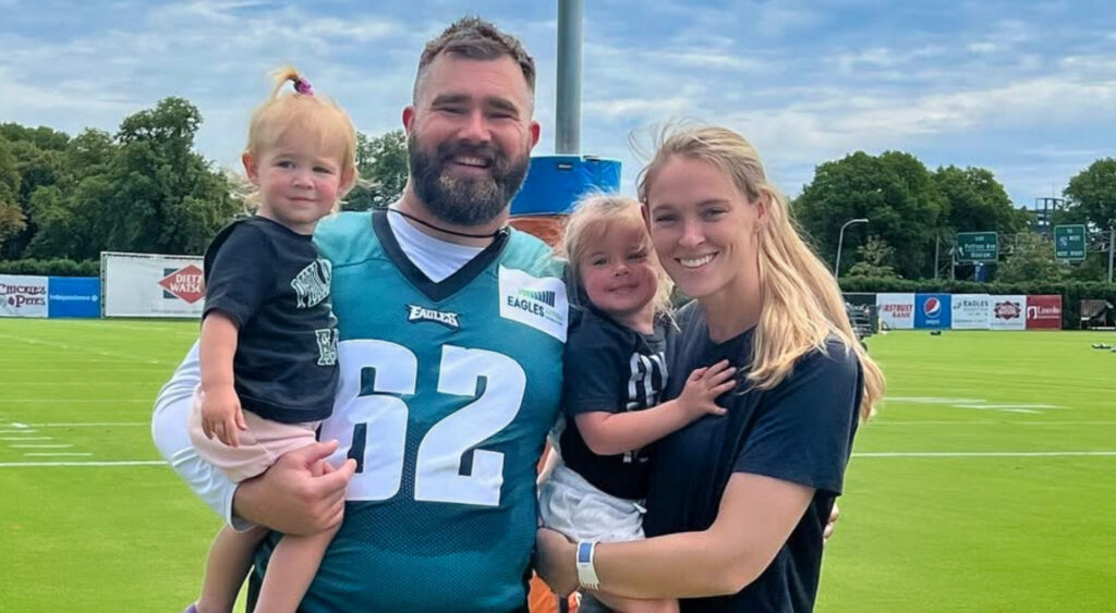 Jason and Kylie Kelce with their three daughters