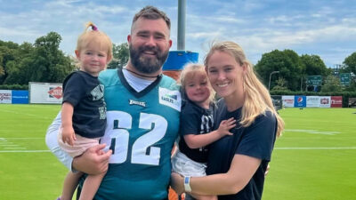 Jason and Kylie Kelce with their three daughters