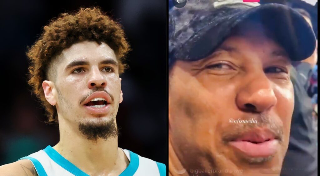 LaMelo Ball of the Charlotte Hornets and LaVar Ball