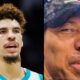 LaMelo Ball of the Charlotte Hornets and LaVar Ball