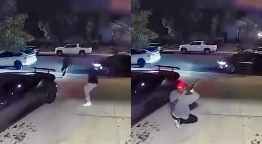 Would-be robbers fleeing after trying to steal a Lamborghini.